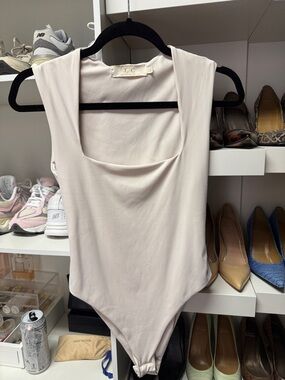 Cream White Square Neck Classy Bodysuit